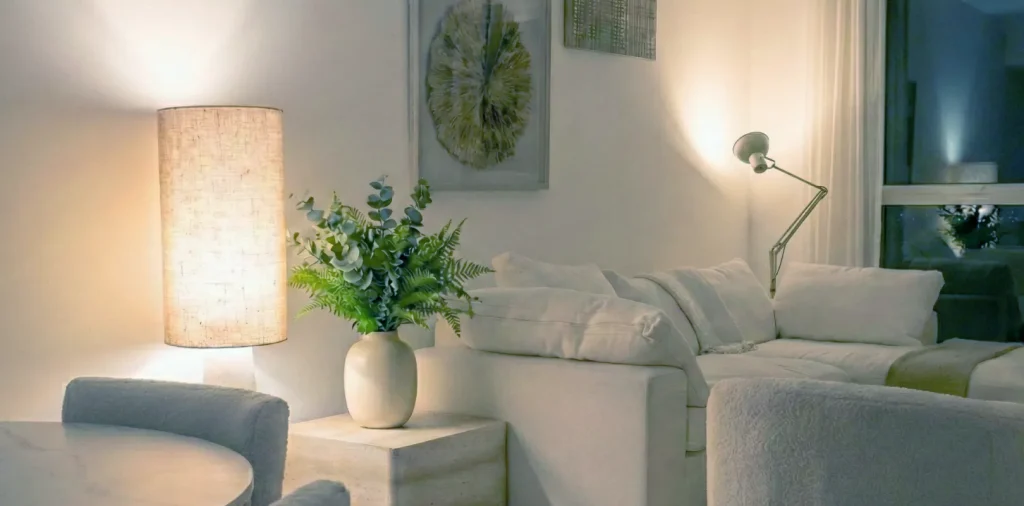 光を壁や部屋の角に向ける